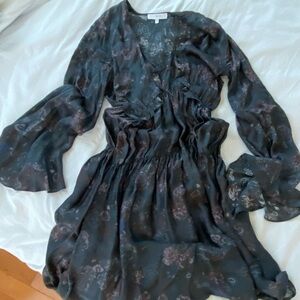 IRO Blue Ruffled Smocked Sundress